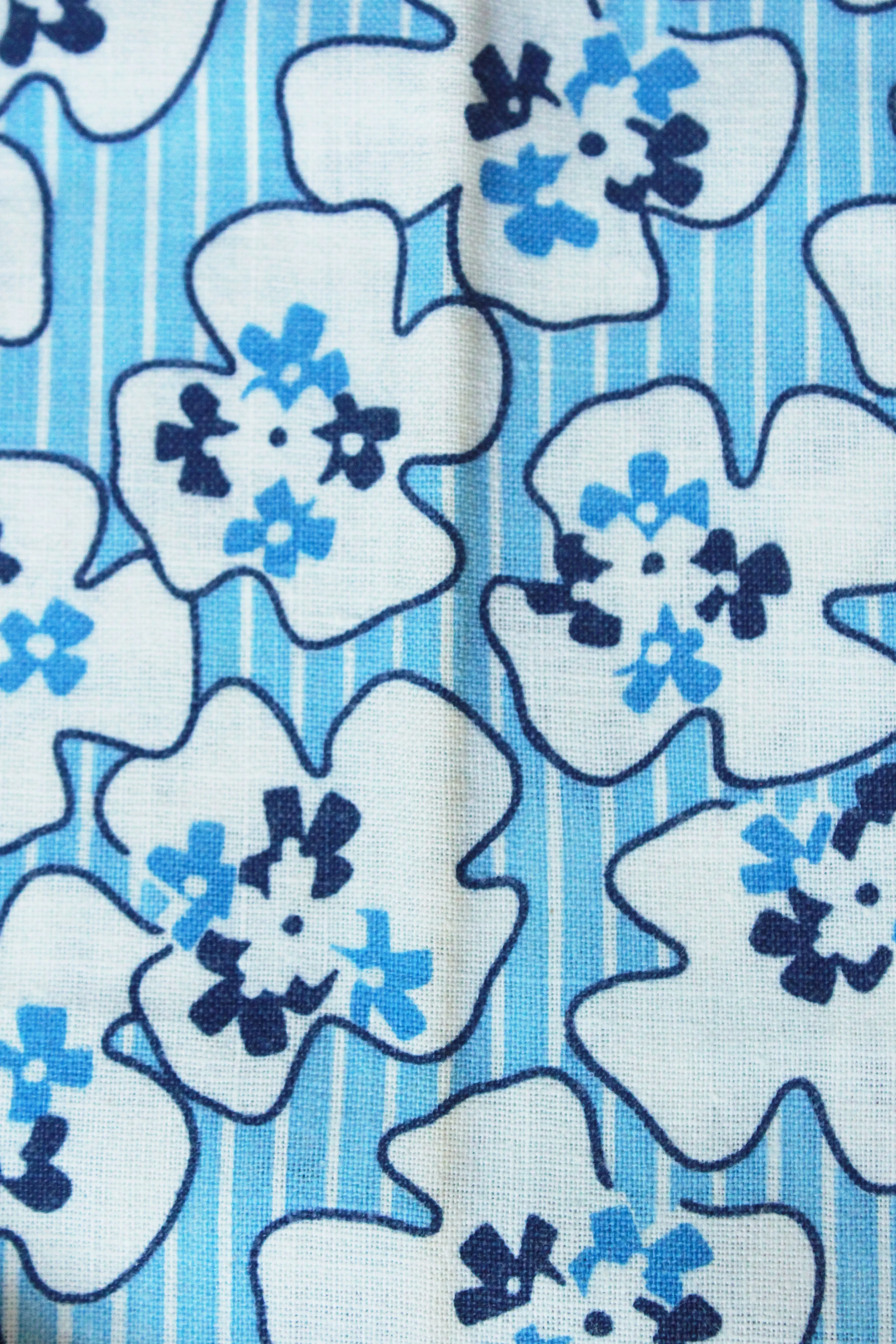 1940s Blue Feedsack With White Flowers, Vintage 1940s Summer Flower Fabric, True Vintage Fabric