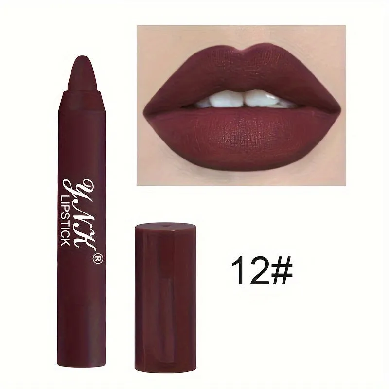 1PC 12Colors Lipsticks Pencil Waterproof Lasting.