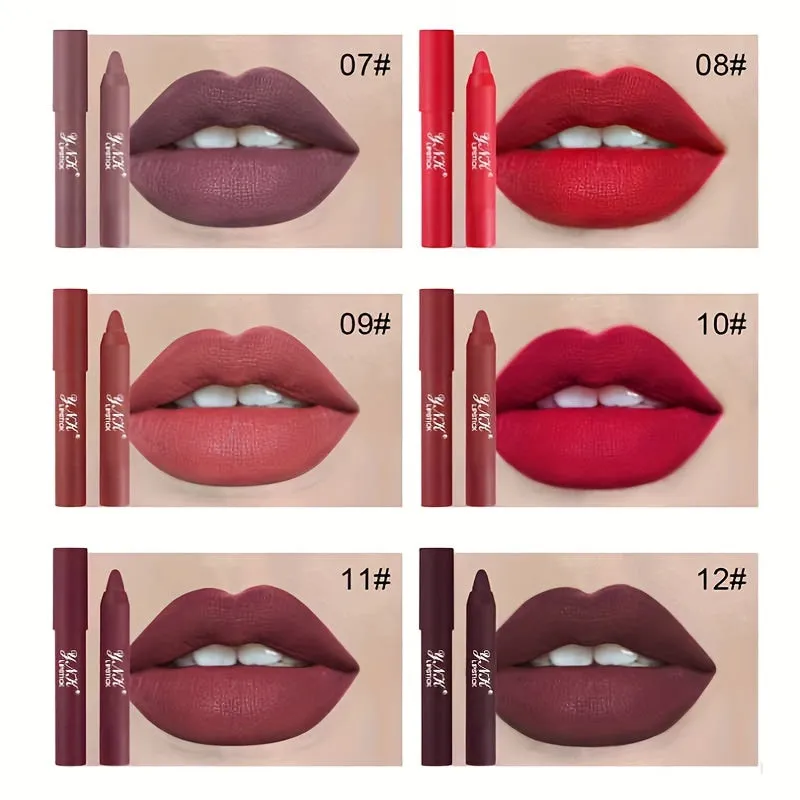 1PC 12Colors Lipsticks Pencil Waterproof Lasting.