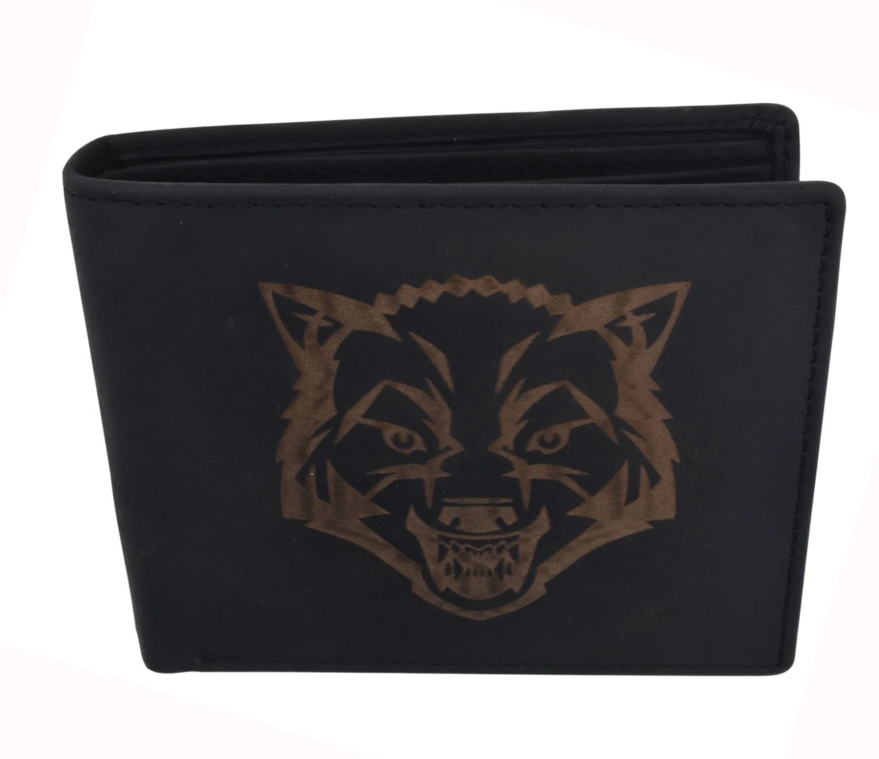 AFONiE RFID Rustic Men Wallet-Wolf Design Craft Stamp