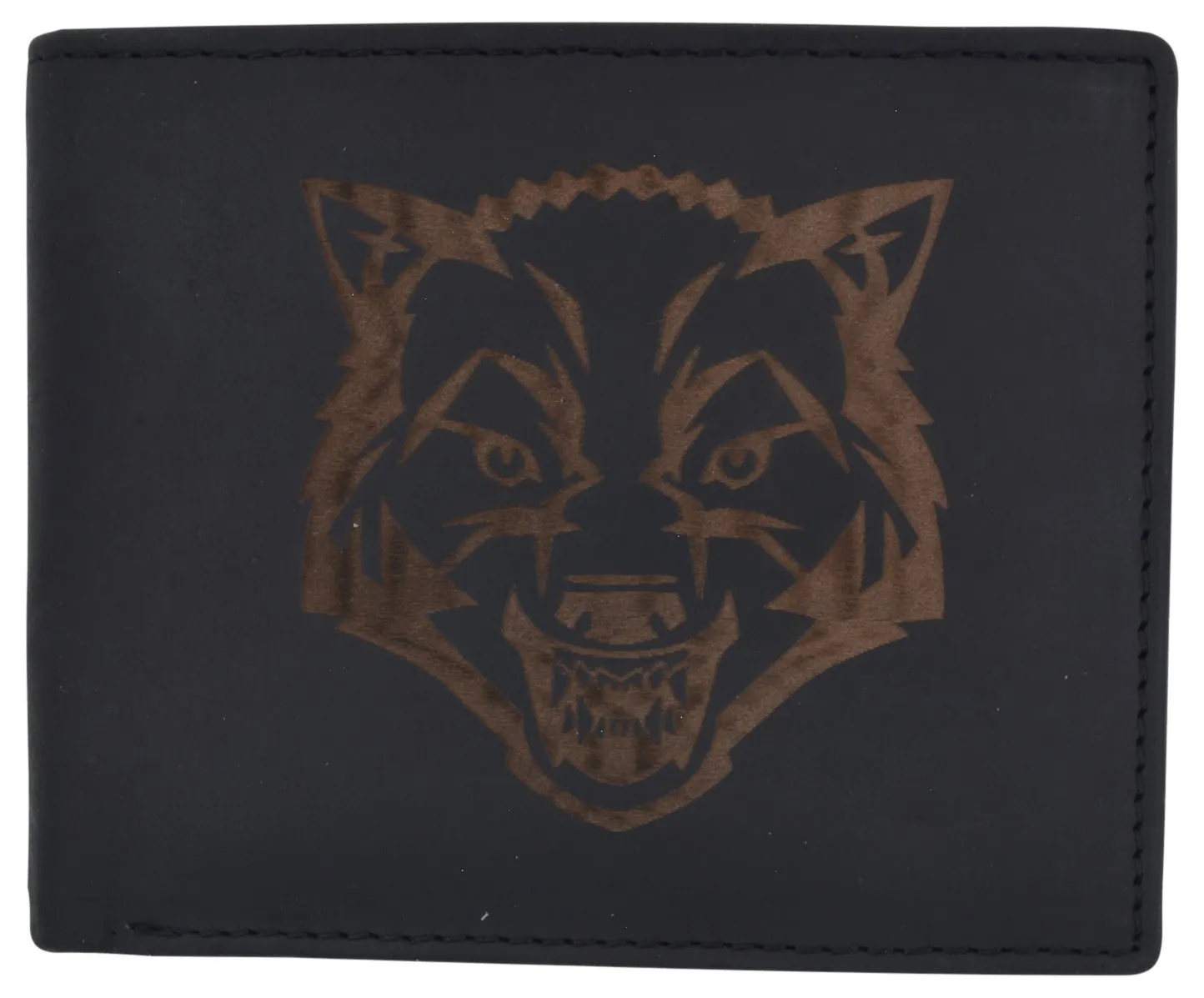 AFONiE RFID Rustic Men Wallet-Wolf Design Craft Stamp