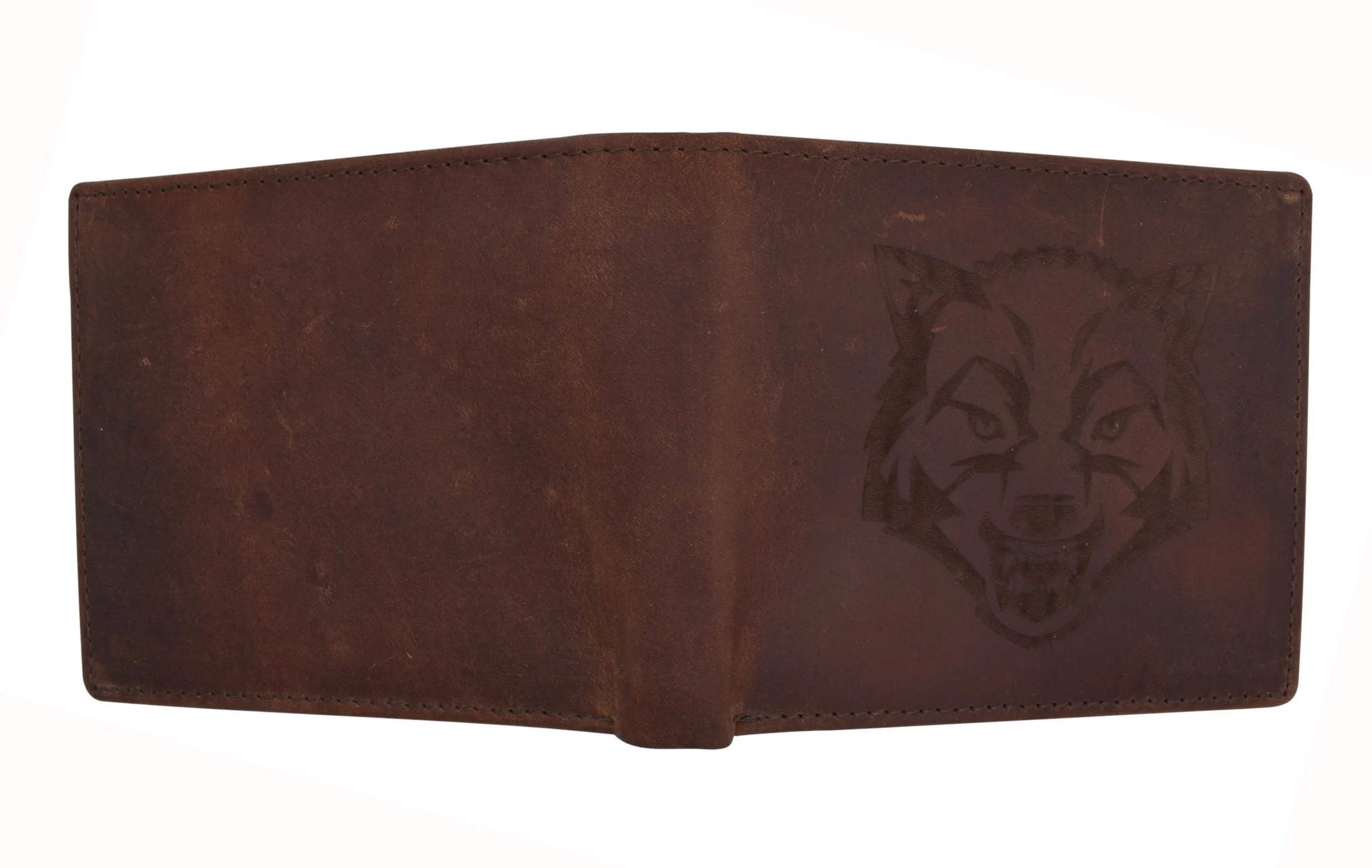 AFONiE RFID Rustic Men Wallet-Wolf Design Craft Stamp