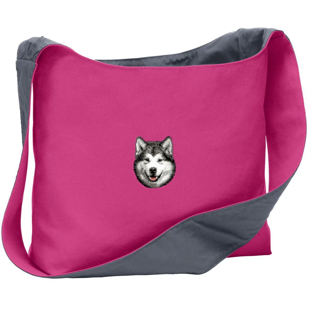 Alaskan Malamute Embroidered Canvas Sling Bag