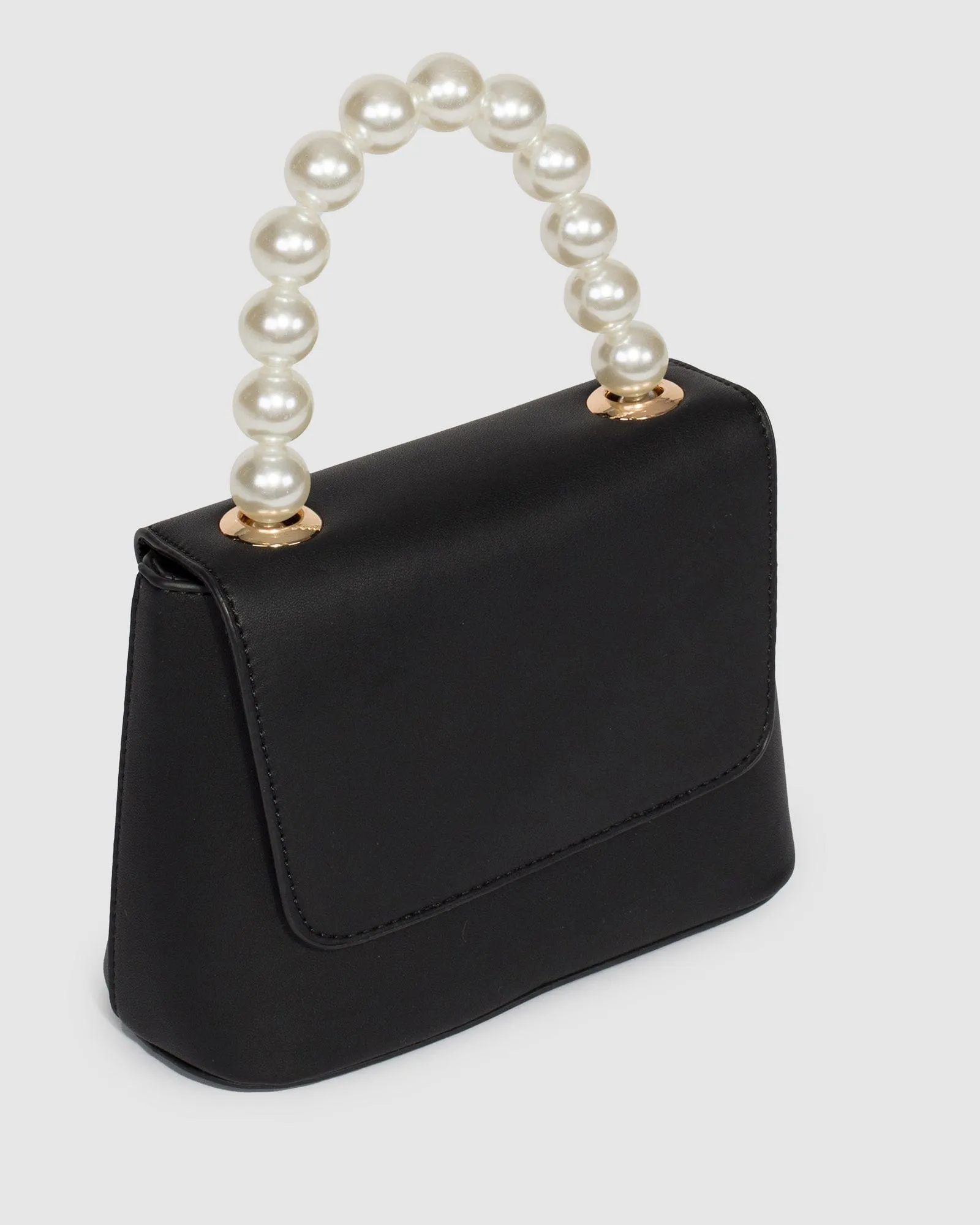 Black Ashy Pearl Handle Mini Bag