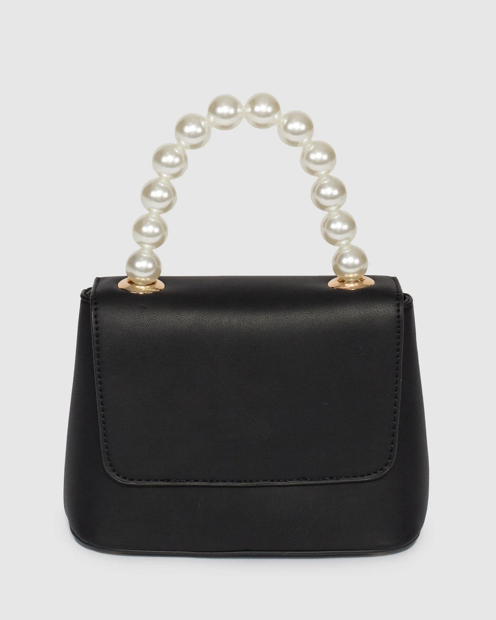 Black Ashy Pearl Handle Mini Bag