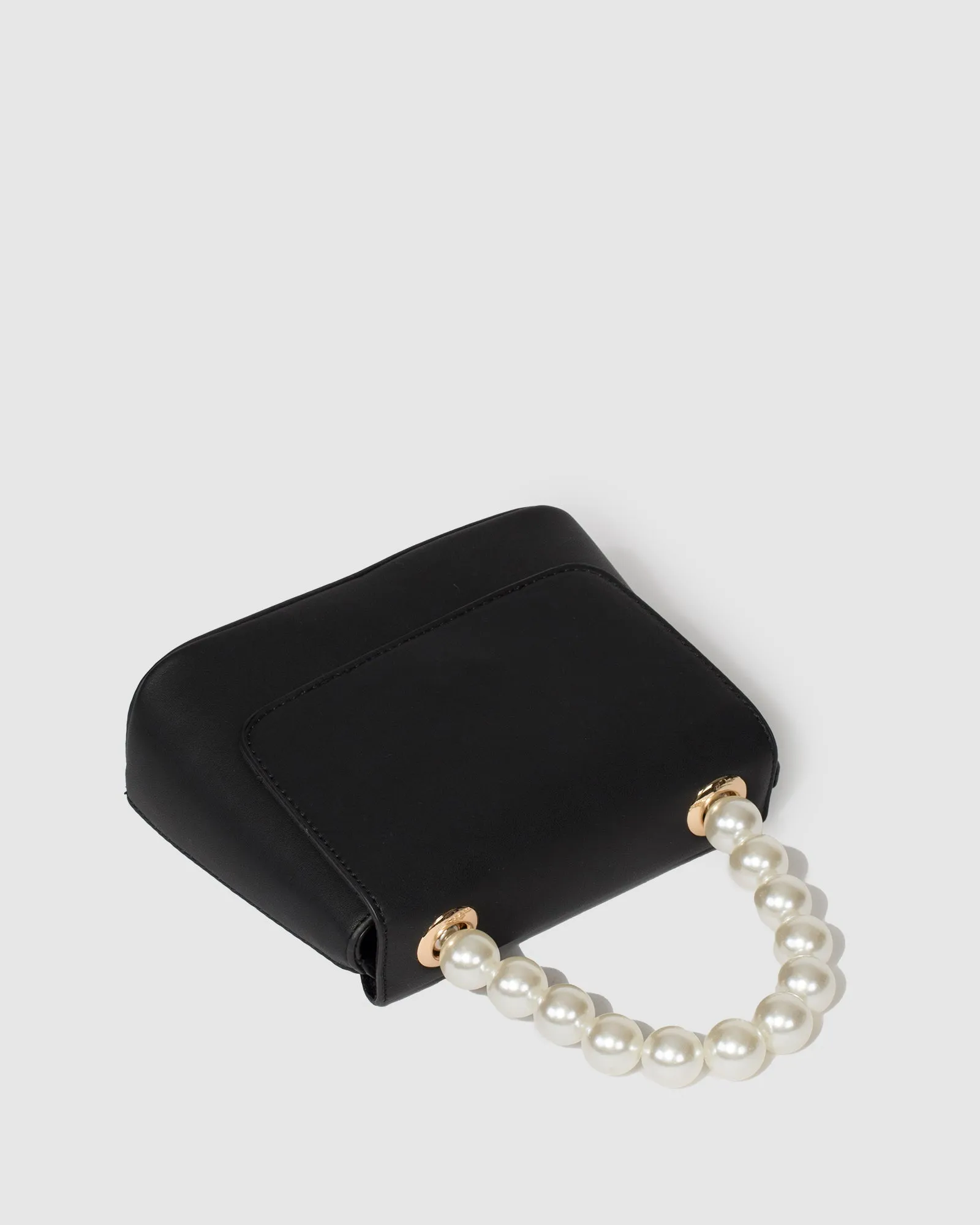 Black Ashy Pearl Handle Mini Bag