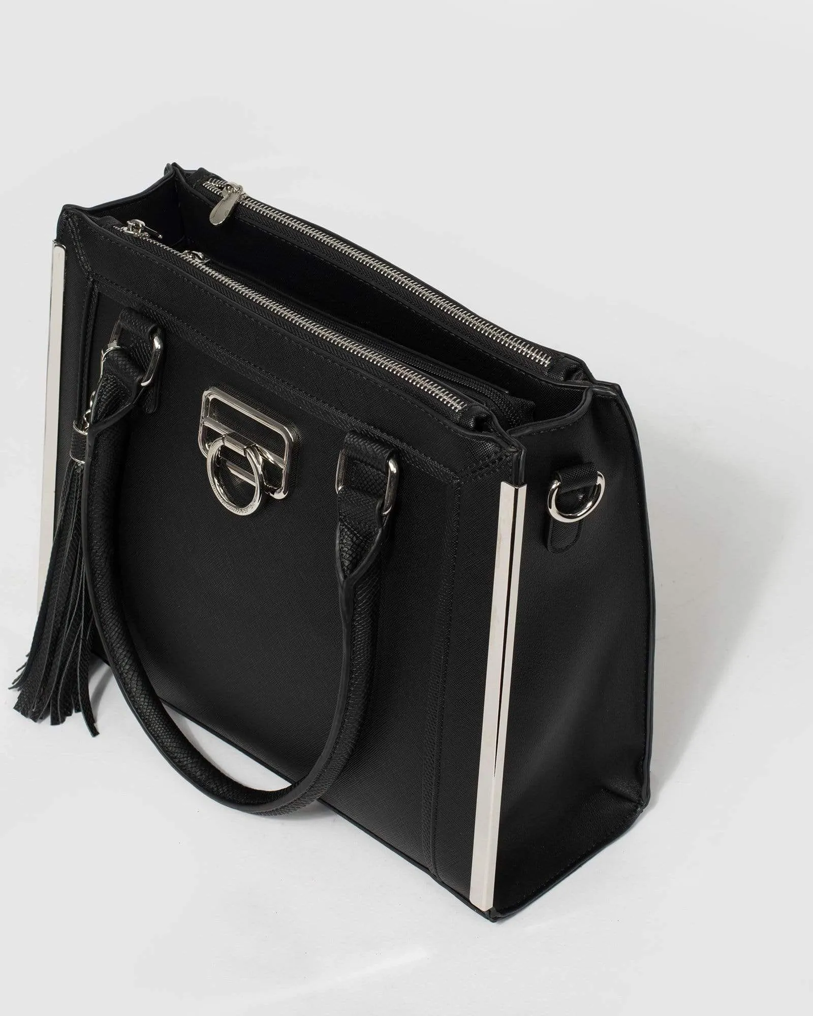 Black Fabiana Tassel Tech Tote Bag