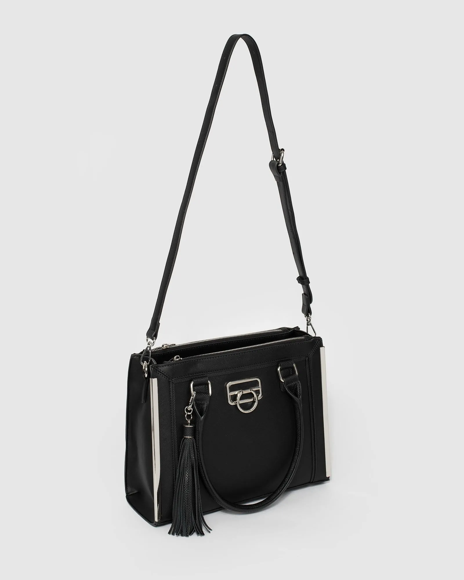 Black Fabiana Tassel Tech Tote Bag