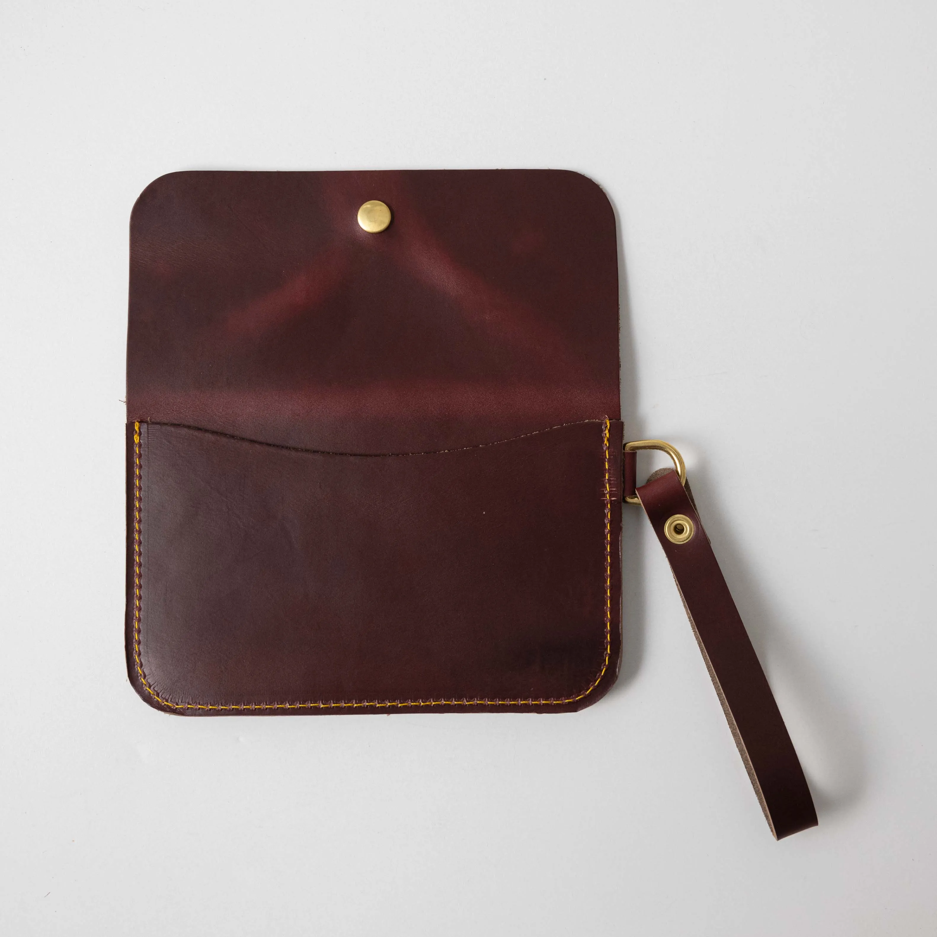 Burgundy Chromexcel Wristlet Clutch