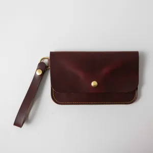 Burgundy Chromexcel Wristlet Clutch