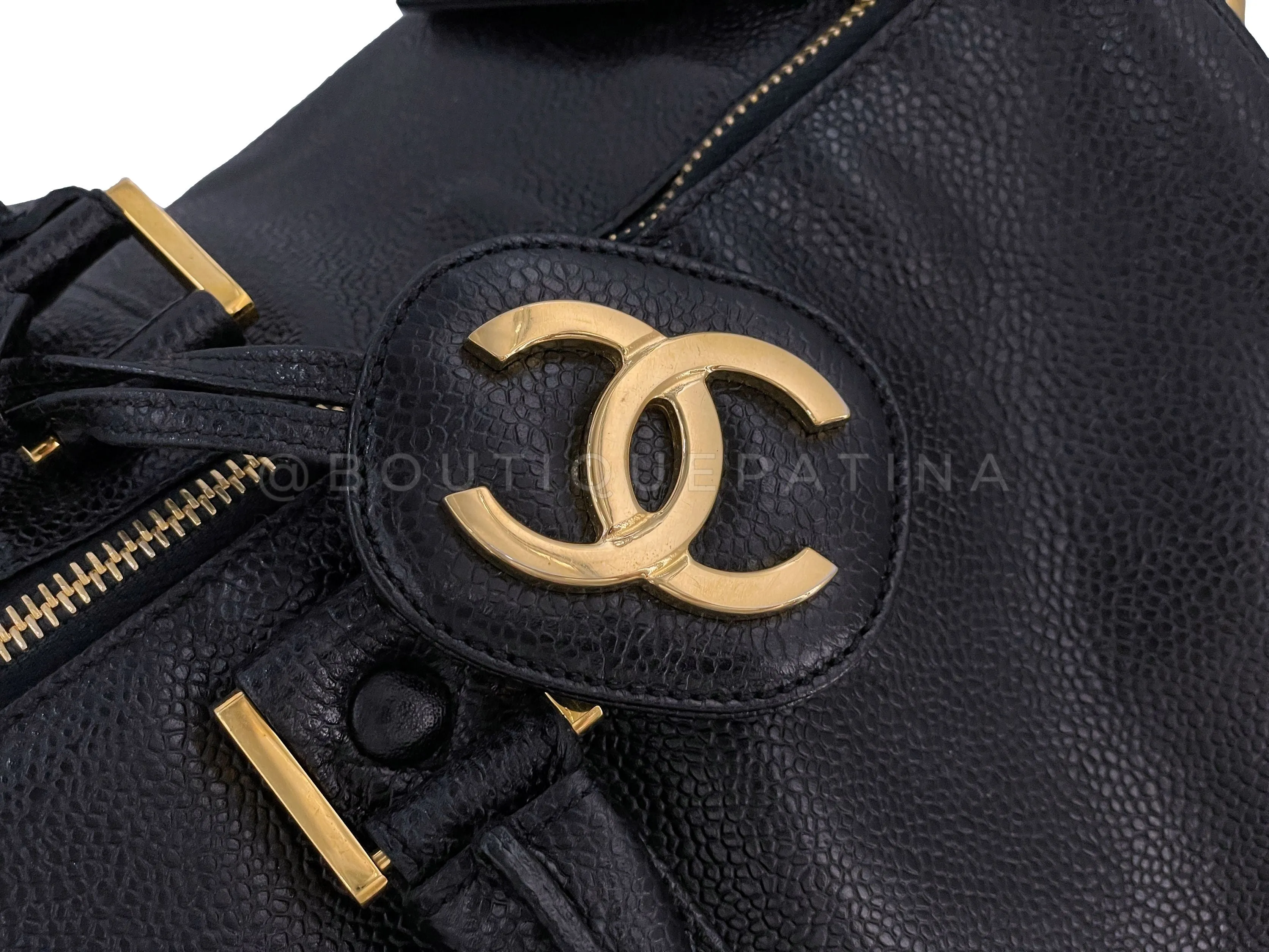 Chanel 1994 Vintage Black Caviar Large Duffle Duffel Bag Weekender