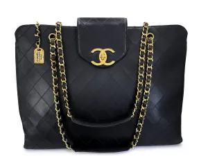 Chanel 1994 Vintage Black Quilted Supermodel XL Weekender Tote Bag 24k GHW WR2