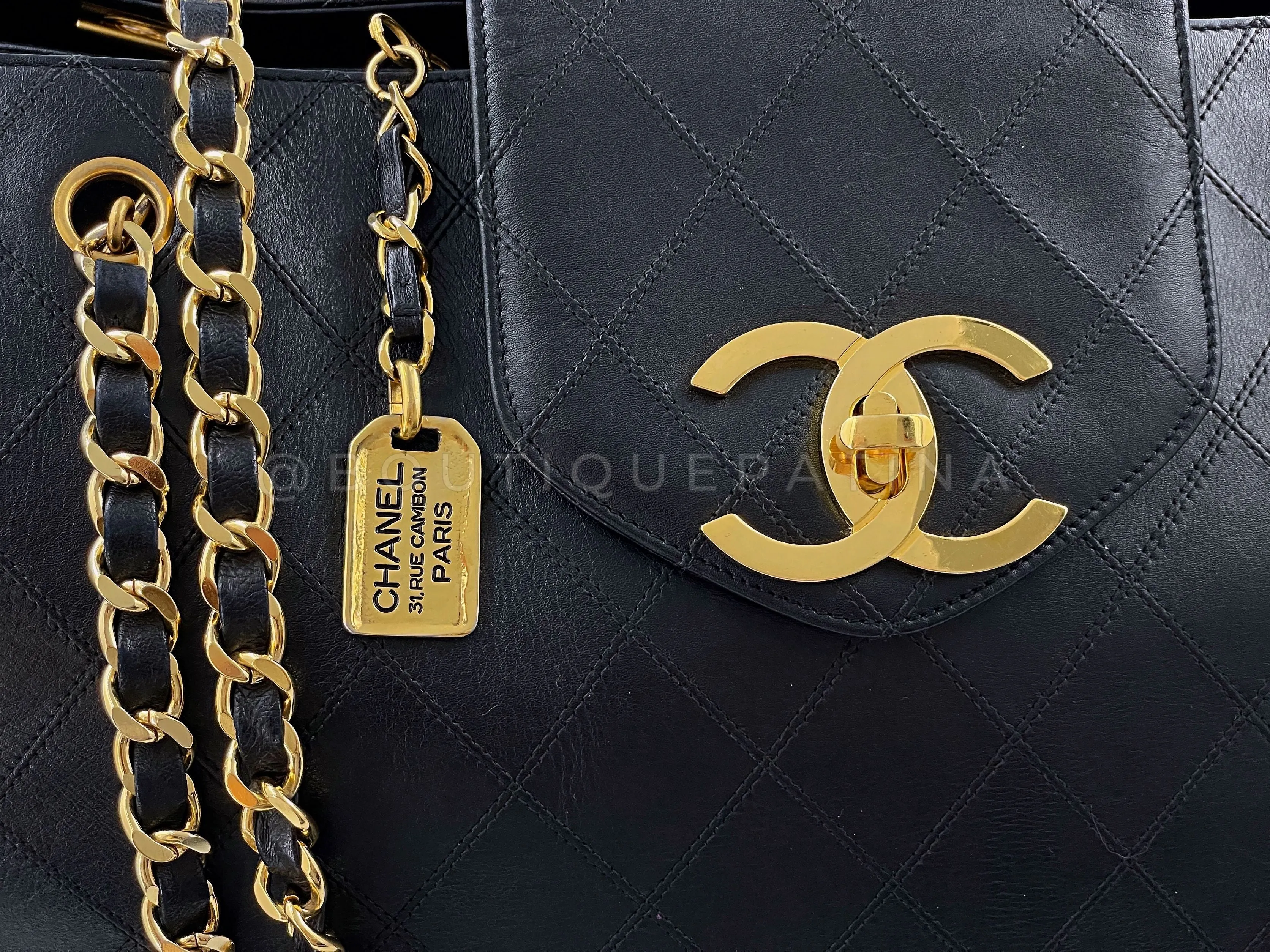 Chanel 1996 Vintage Black Quilted Supermodel XL Weekender Tote Bag 24k GHW