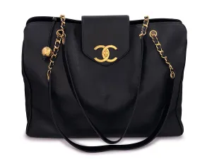 Chanel 1997 Vintage Caviar Supermodel XL Weekender Tote Bag 24k GHW