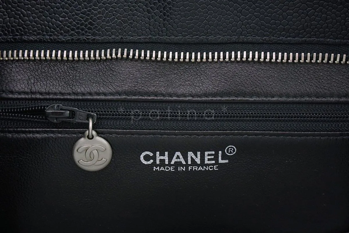 Chanel Black Caviar Classic Quilted Medallion Shopper Tote Bag SHW