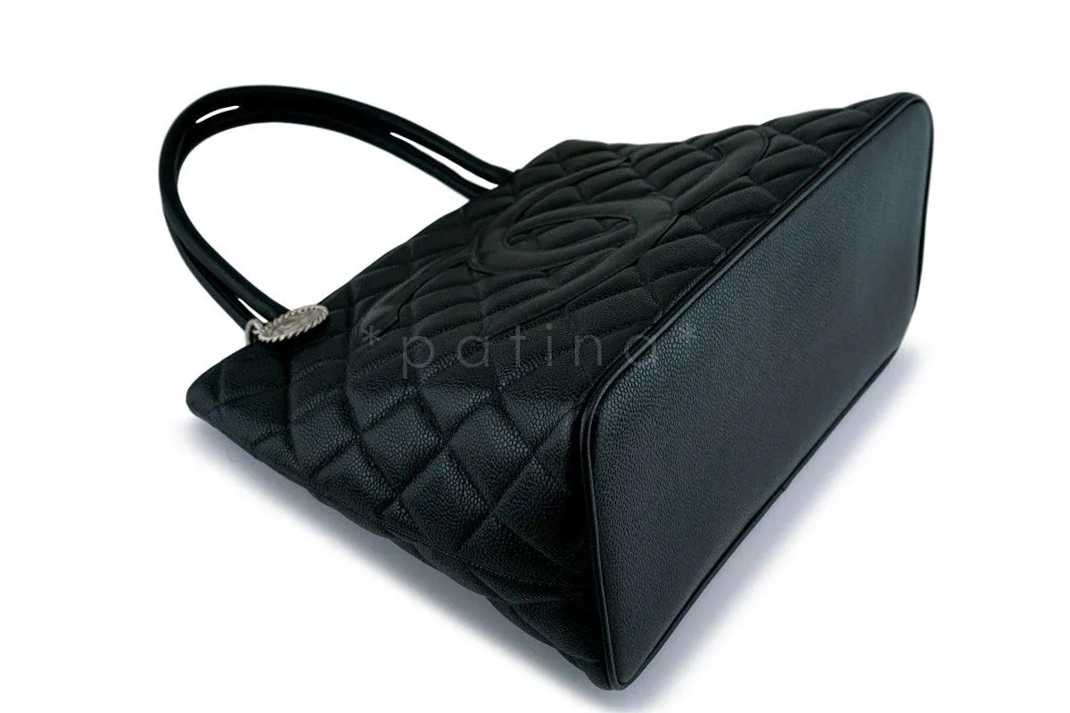 Chanel Black Caviar Classic Quilted Medallion Shopper Tote Bag SHW