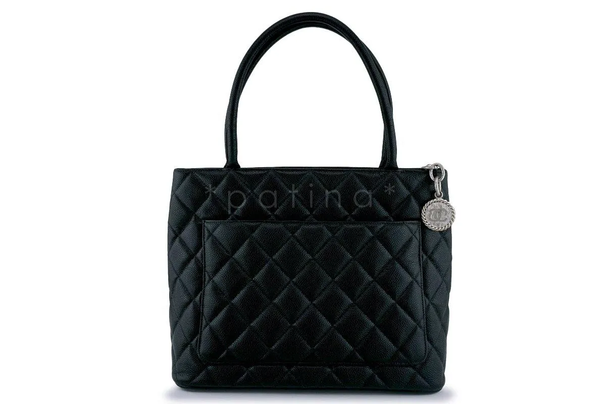 Chanel Black Caviar Classic Quilted Medallion Shopper Tote Bag SHW