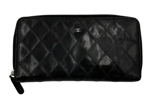 Chanel Caviar Quilted Large Gusset Zip Around Wallet Black