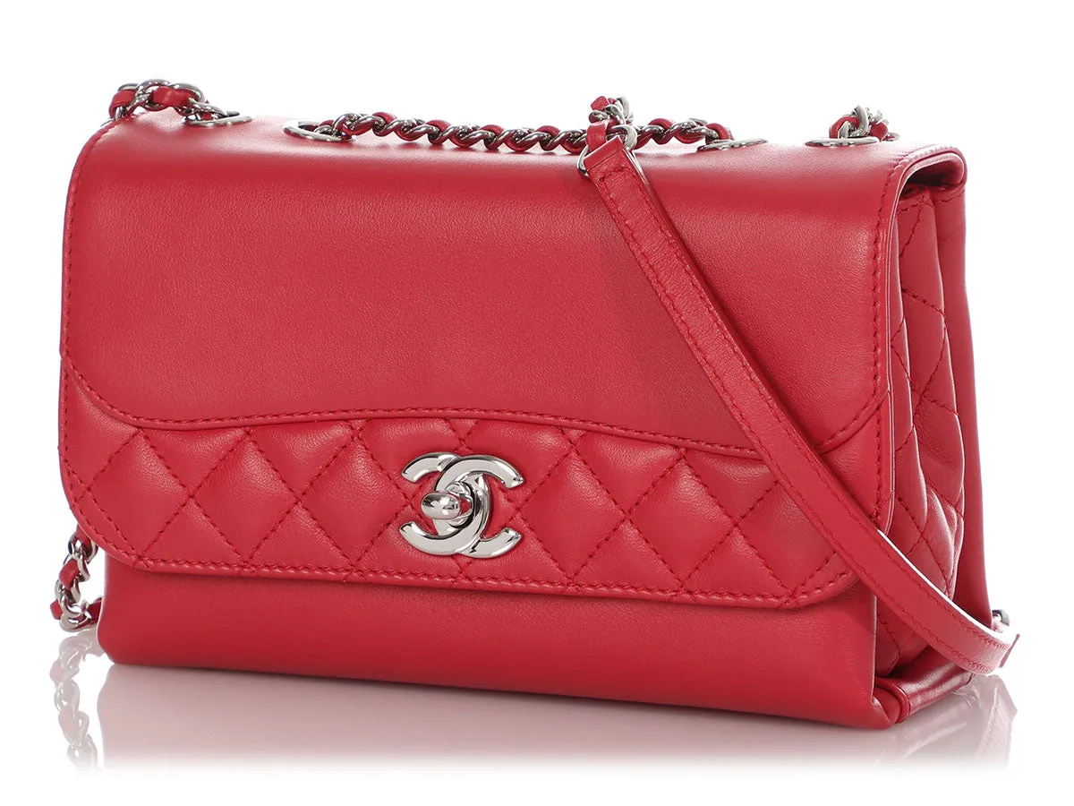 Chanel Red Part-Quilted Calfskin Tramezzo Crossbody