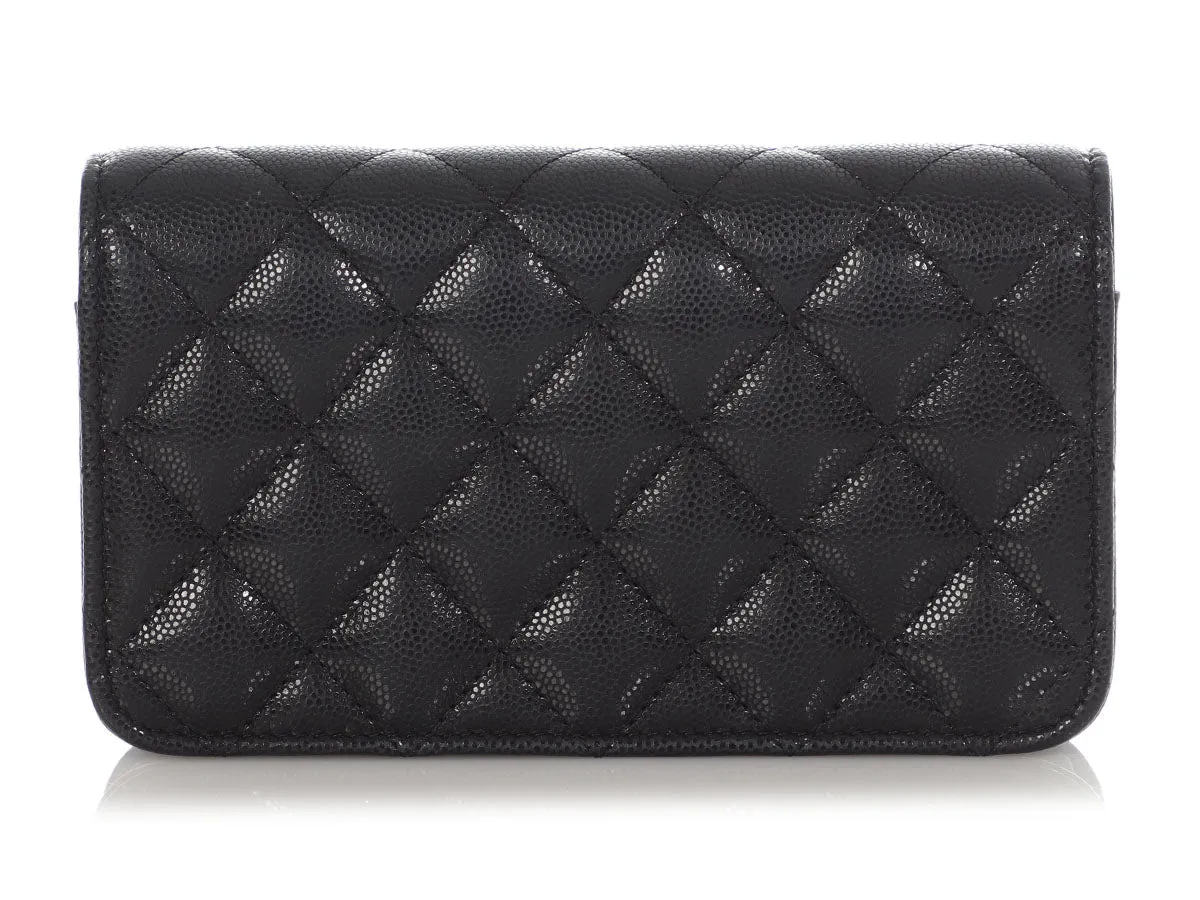 Chanel Small Black Quilted Shiny Caviar Crossbody