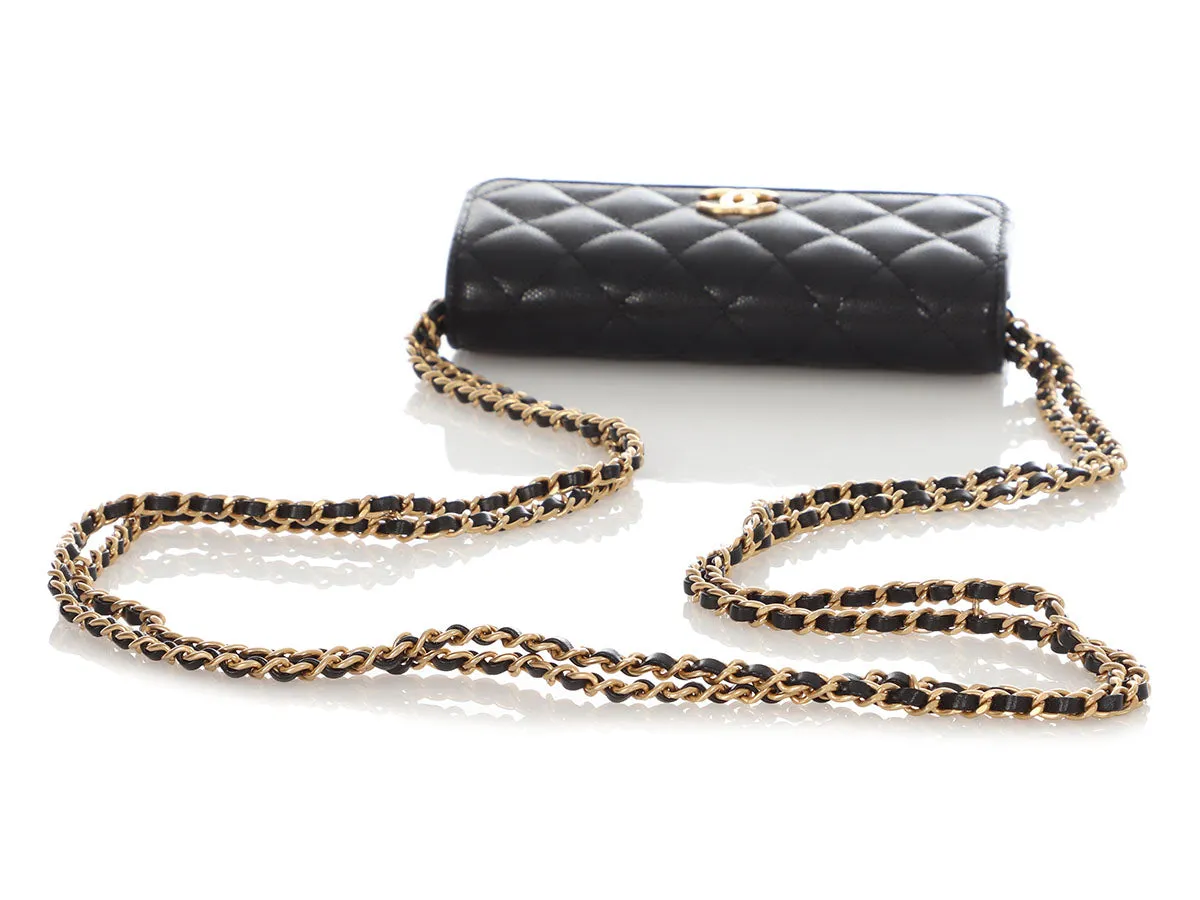 Chanel Small Black Quilted Shiny Caviar Crossbody