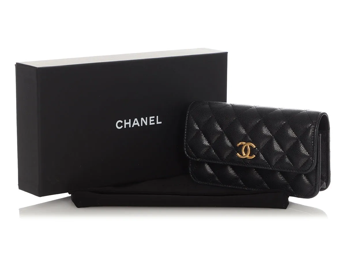 Chanel Small Black Quilted Shiny Caviar Crossbody