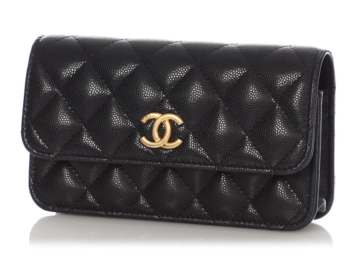 Chanel Small Black Quilted Shiny Caviar Crossbody