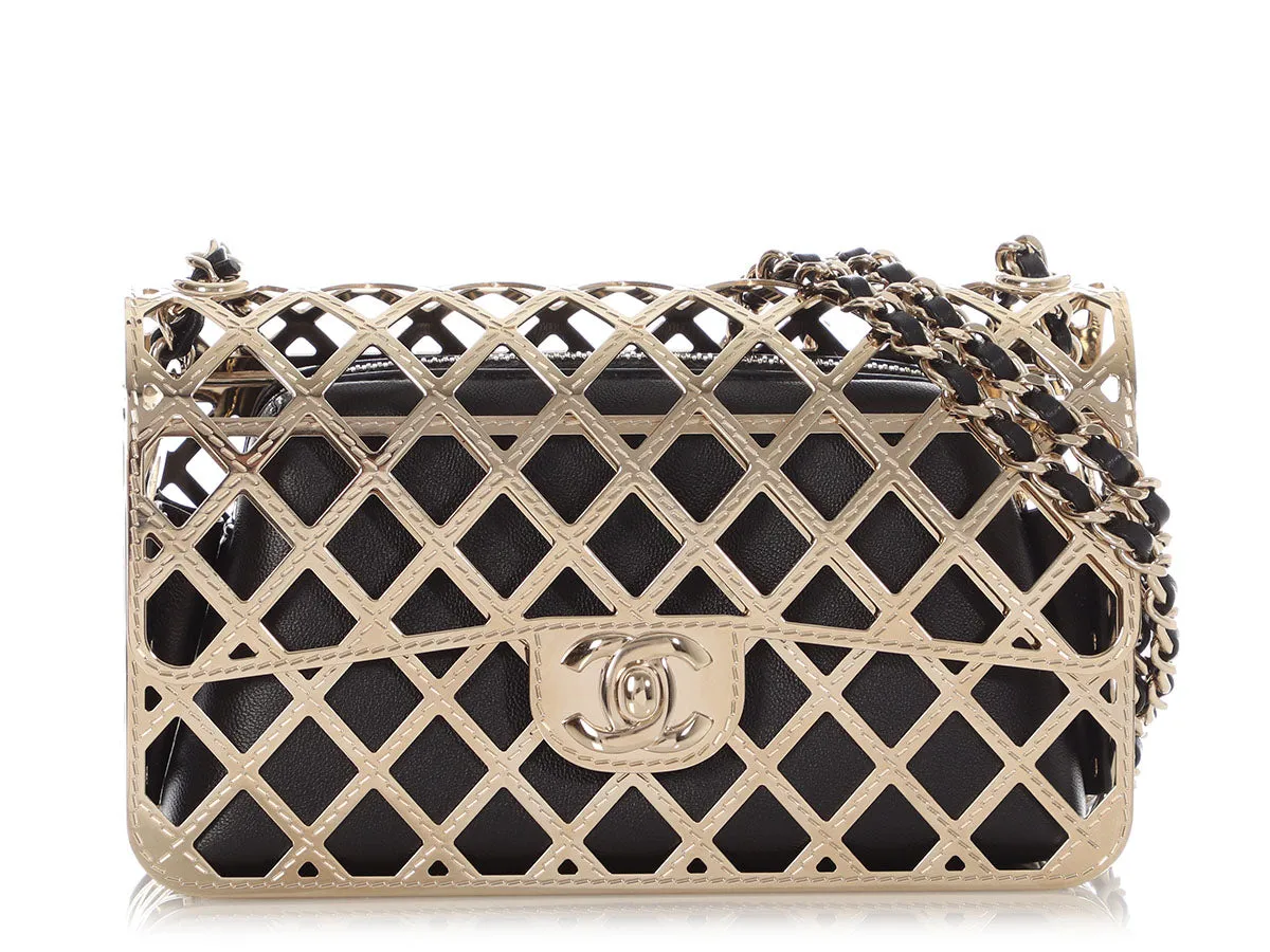 Metallic Gold Small Chanel Cage Flap Bag