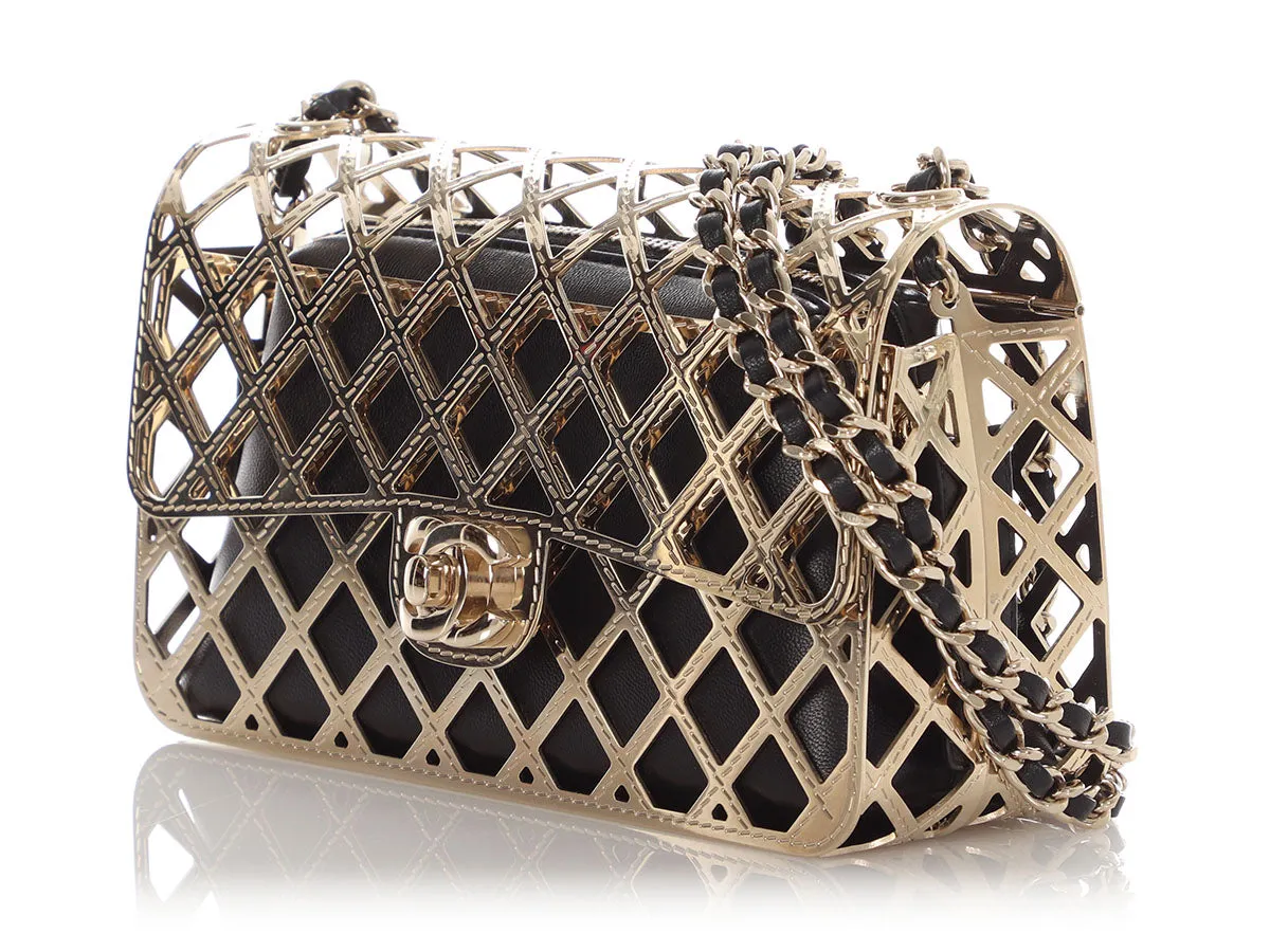 Metallic Gold Small Chanel Cage Flap Bag