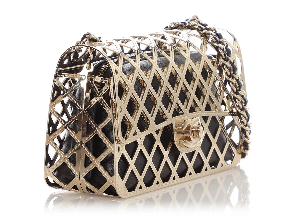 Metallic Gold Small Chanel Cage Flap Bag