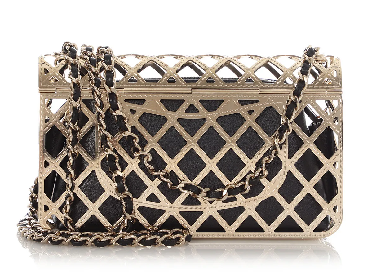 Metallic Gold Small Chanel Cage Flap Bag