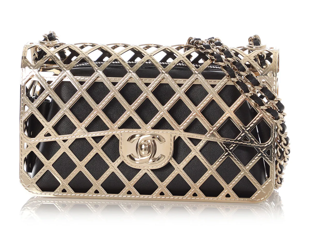 Metallic Gold Small Chanel Cage Flap Bag