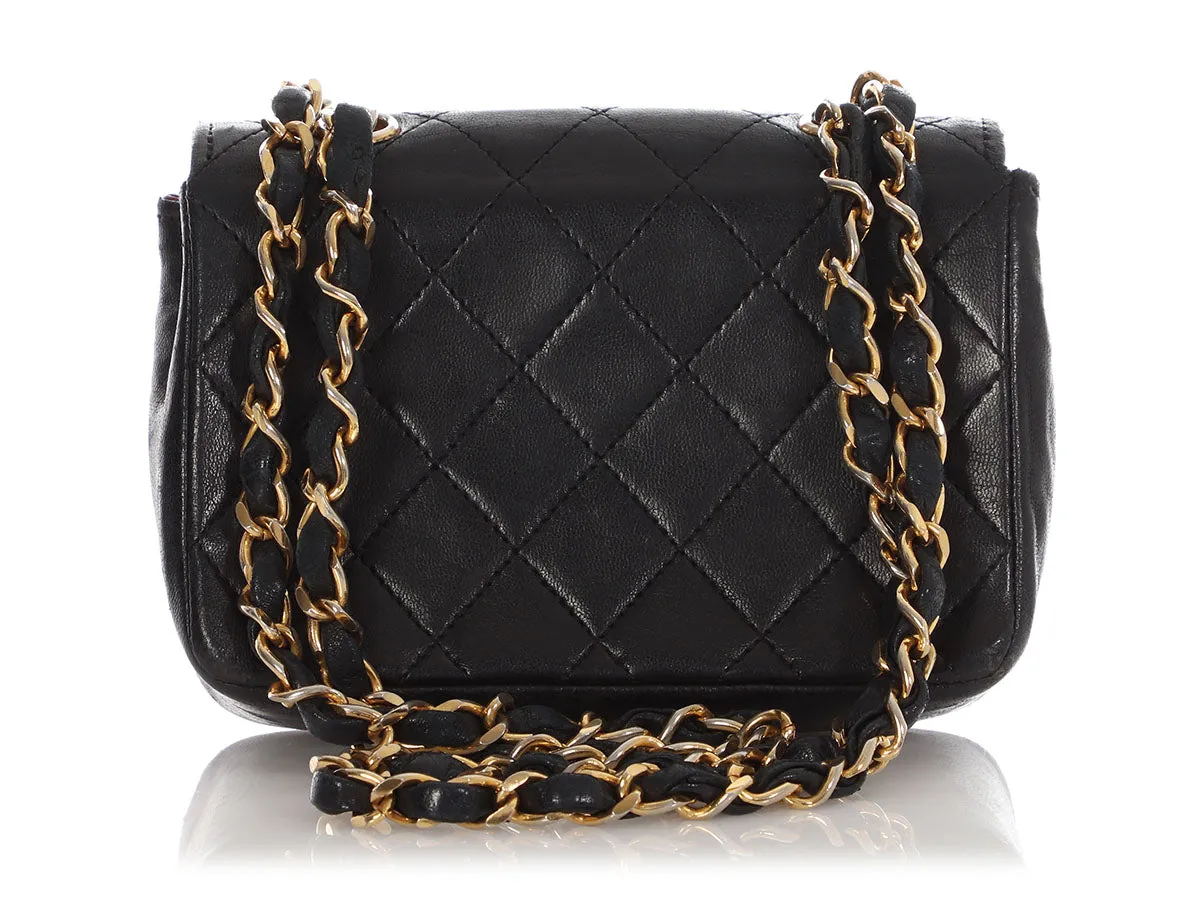 Chanel Vintage Extra Mini Black Quilted Lambskin Flap