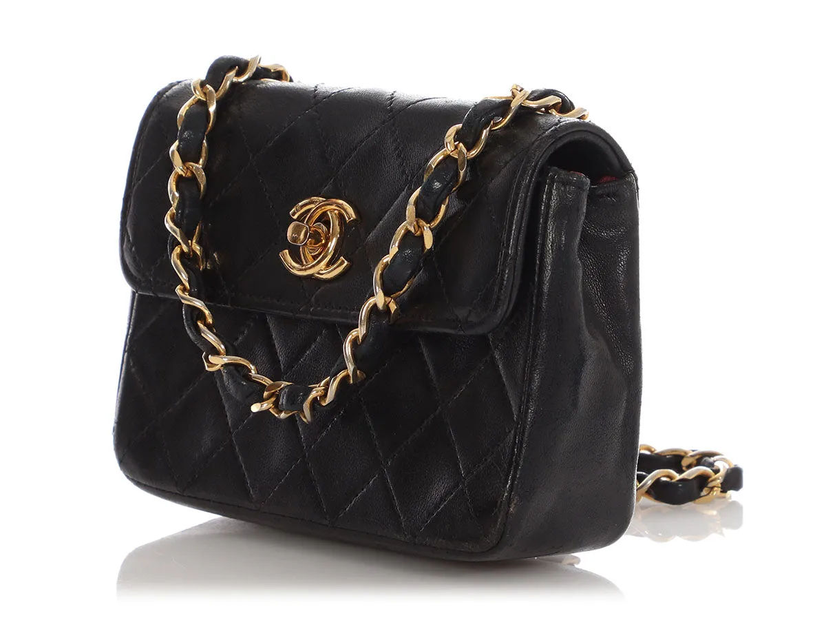 Chanel Vintage Extra Mini Black Quilted Lambskin Flap