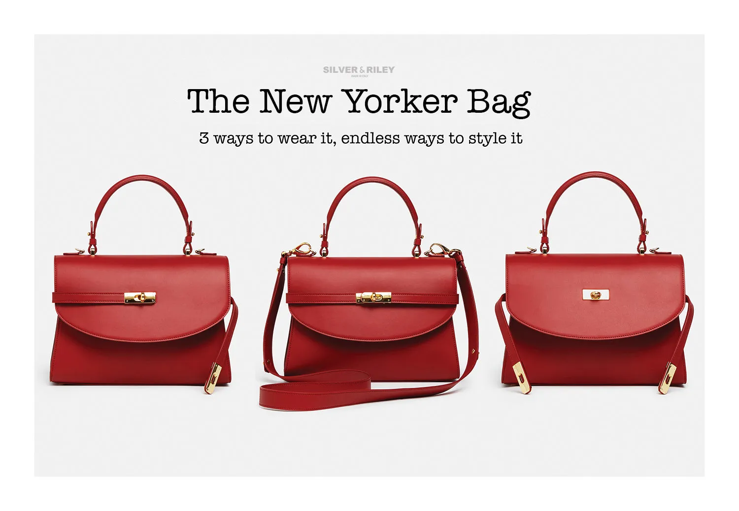 Classic New Yorker Bag in SoHo Red - Gold Hardware