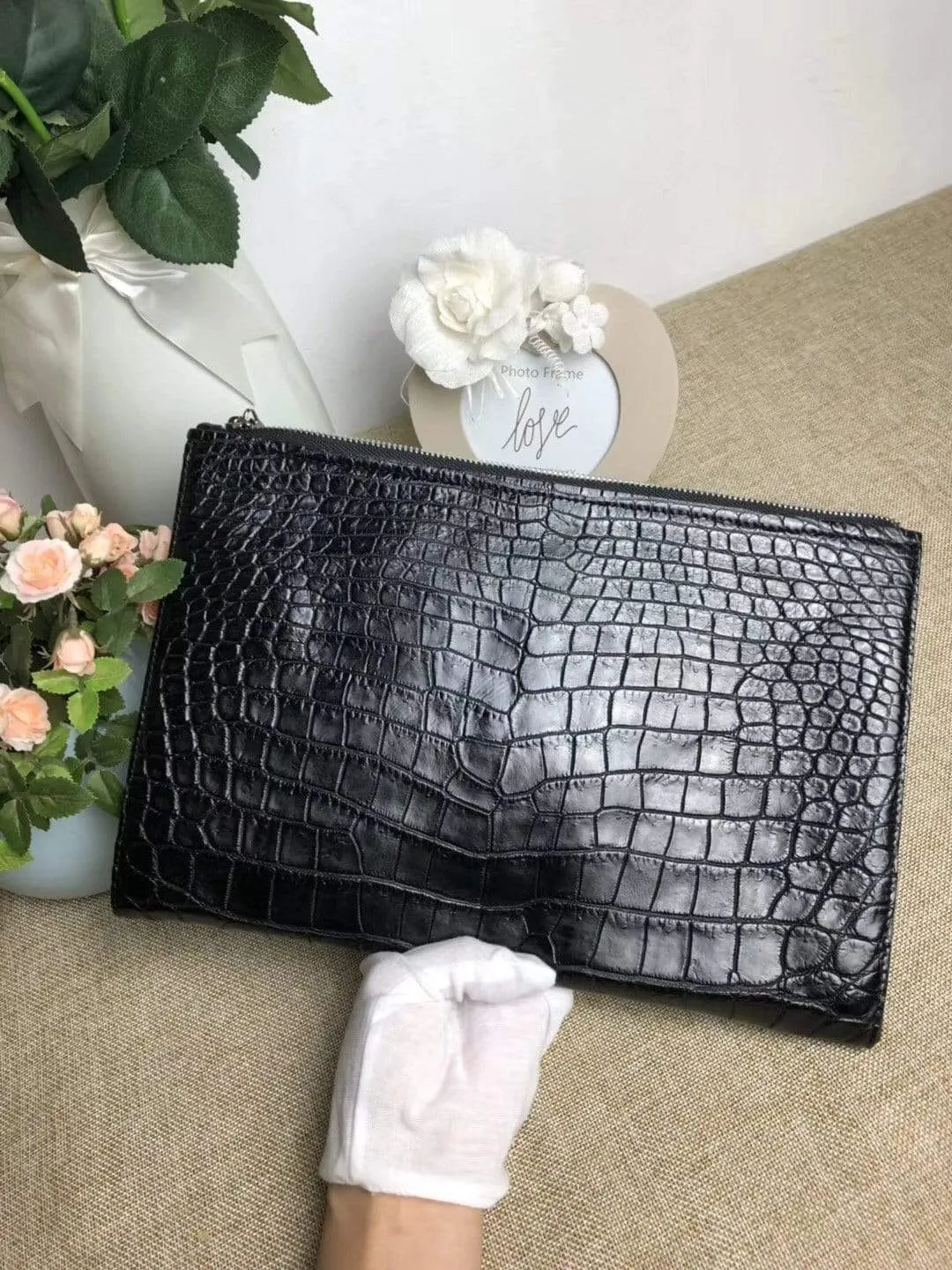 Crocodile Belly Leather  Large Ipad Case,Clutch Bag