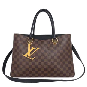 Damier Ebene LV Riverside Shoulder Bag Black (Authentic Pre-Owned)