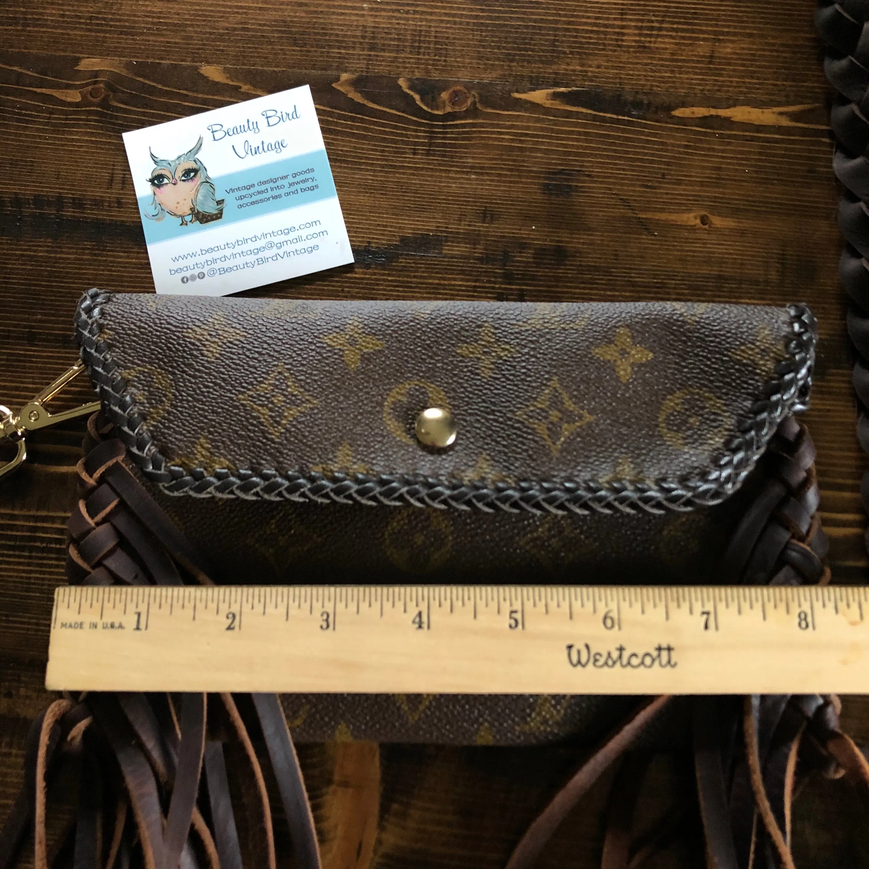 DEPOSIT ONLY for Special Order Wren - Full Monogram Fringed Vintage Wristlet/Crossbody/Clutch