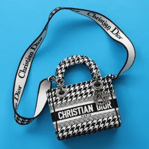 Dior Mini Black and White Lady D-Lite Bag