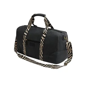 Escape Classic Canvas Weekender Bag With Zebra Print Straps – Black