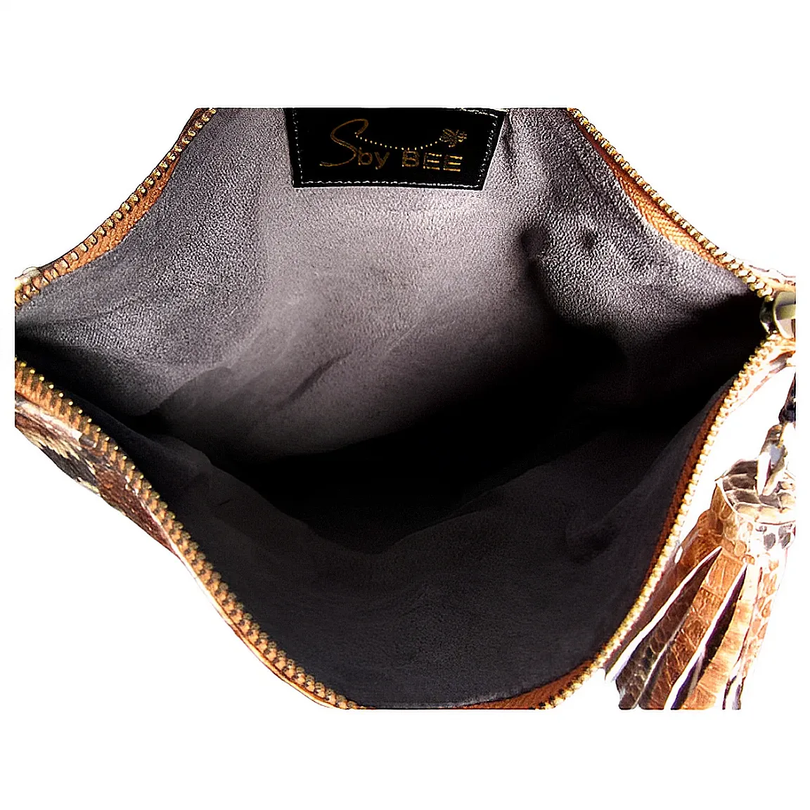 Glazed Brown Tassel Clutch Bag