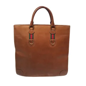 GUCCI Brown Leather Tote with Horse Shoe