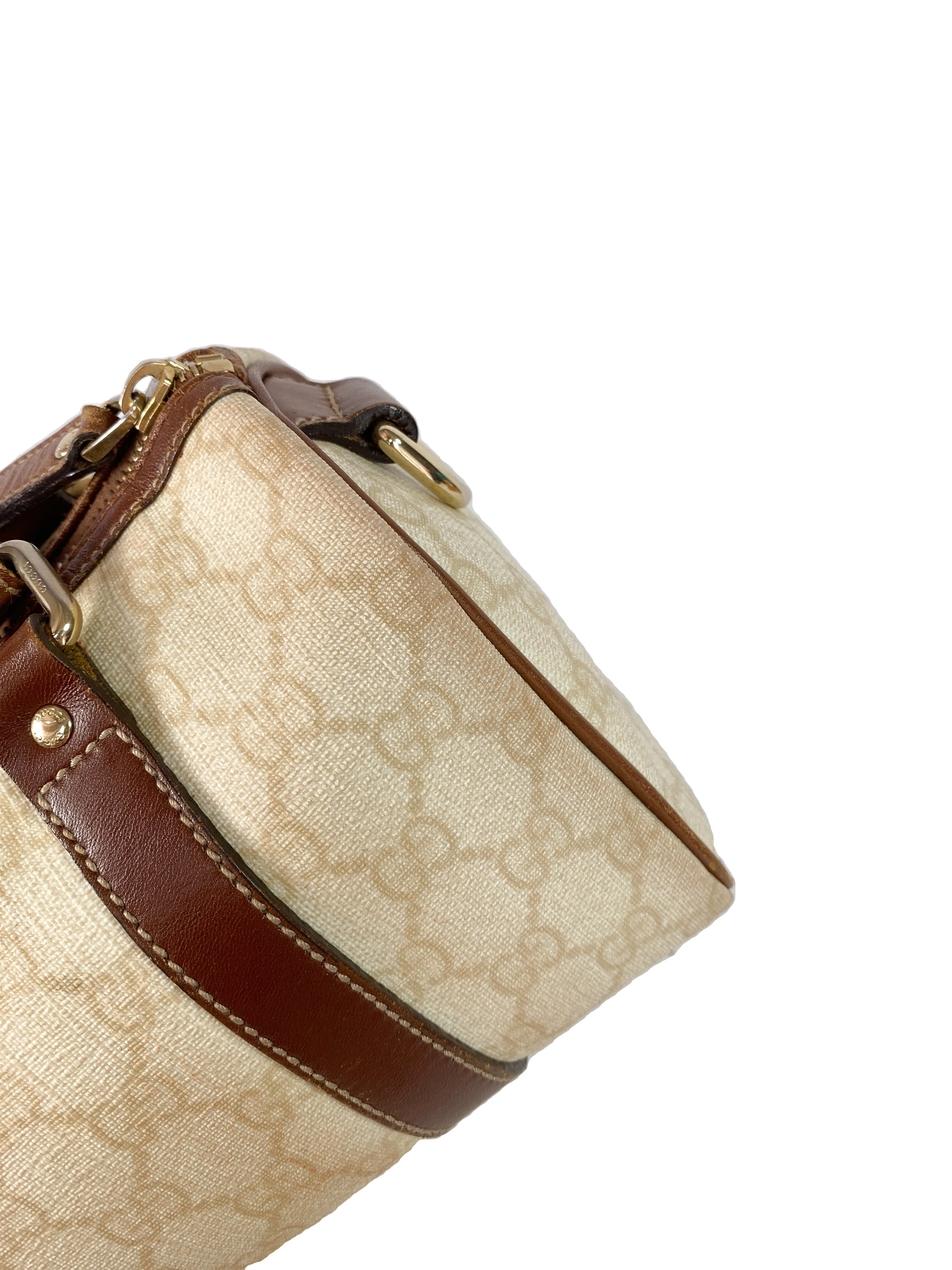 Gucci cream and brown signature satchel