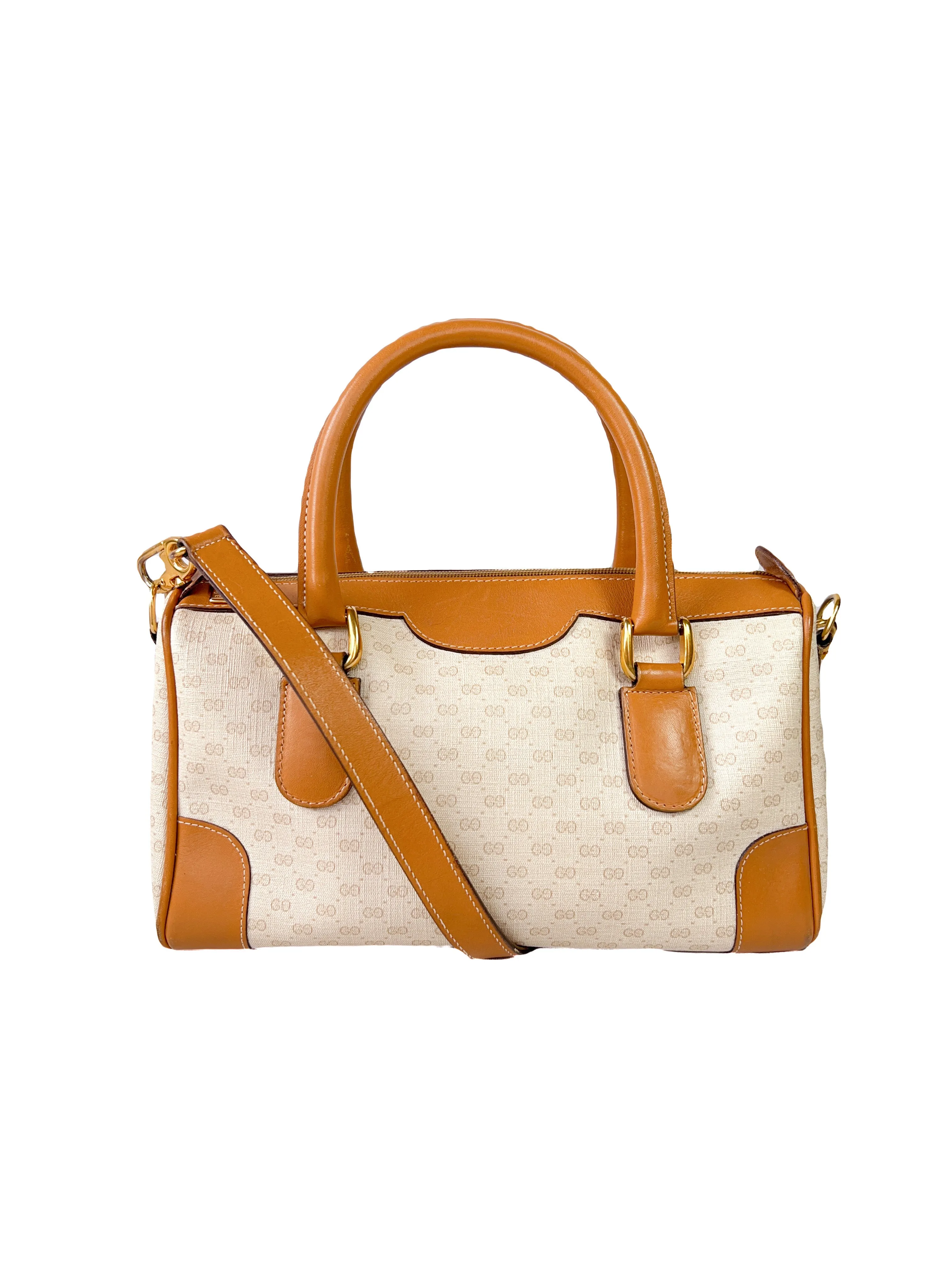 Gucci cream and brown signature satchel