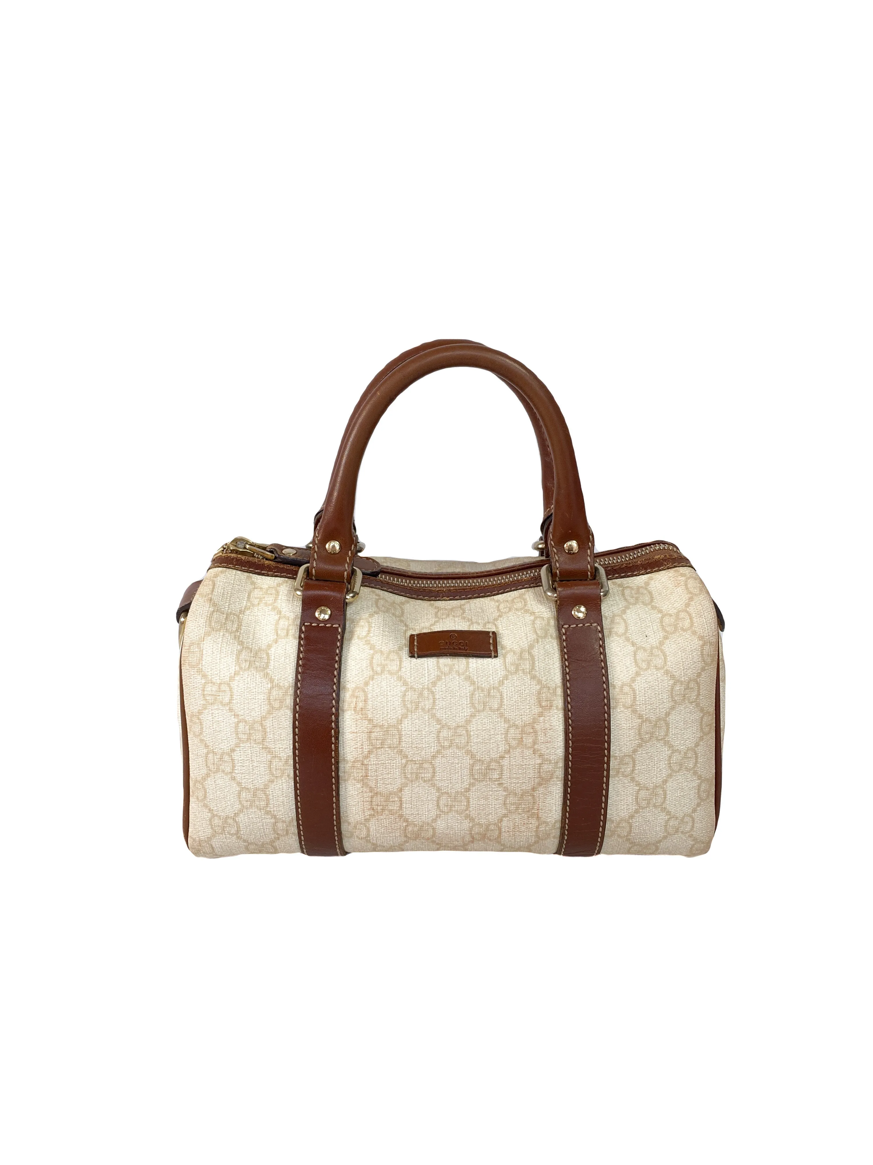 Gucci cream and brown signature satchel