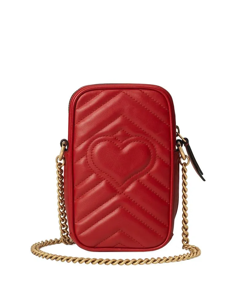 Gucci Crossbody Marmont Gg Mini Red Leather Shoulder Bag