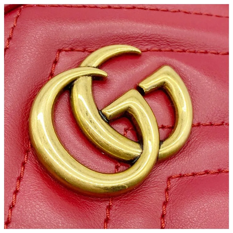 Gucci Crossbody Marmont Gg Mini Red Leather Shoulder Bag