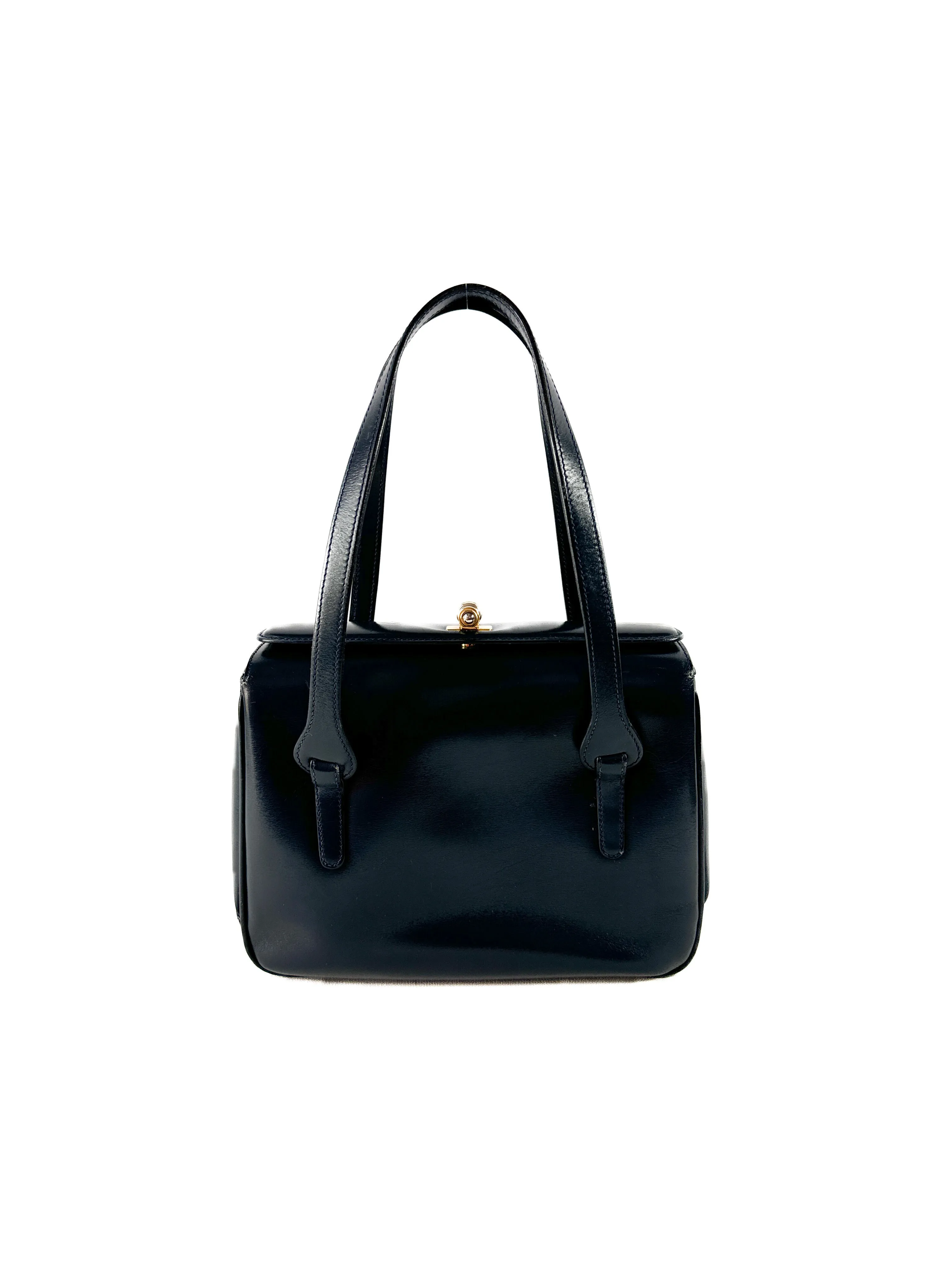 Gucci vintage navy leather box bag 0071