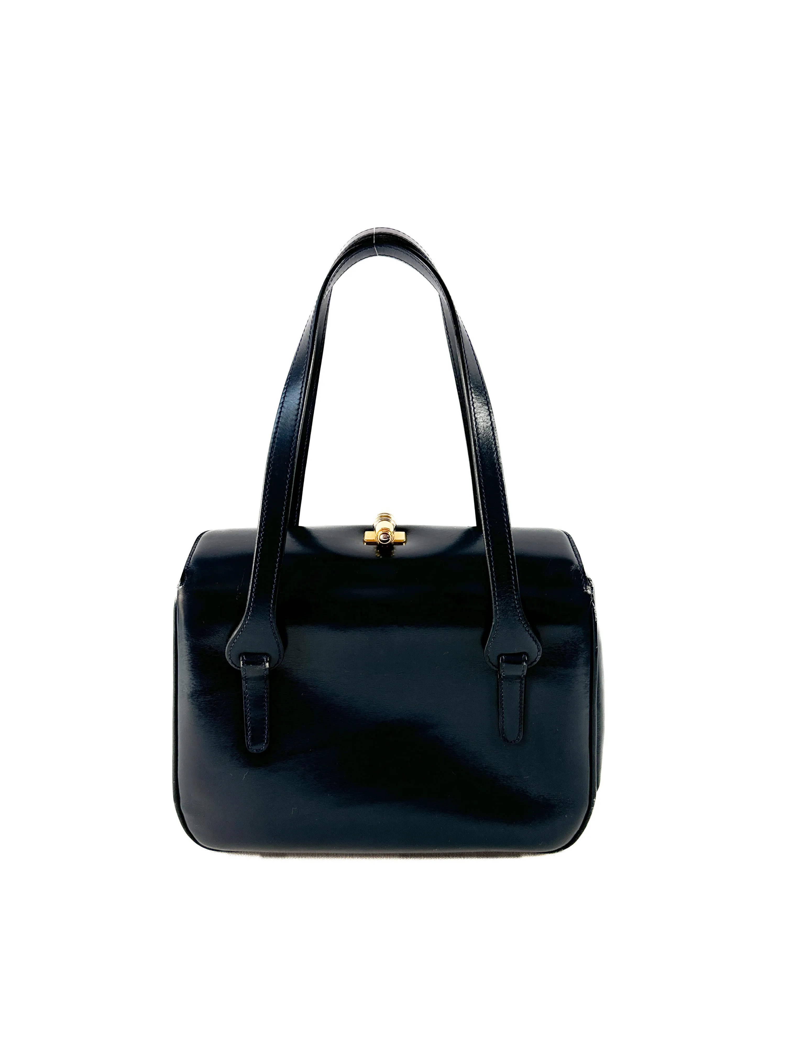 Gucci vintage navy leather box bag 0071