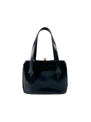 Gucci vintage navy leather box bag 0071